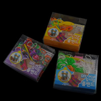 Bunte Loom Kit, Gummi, mit Kunststoff, synthetisch, mit Steinschleuder & Angehängte Häkelnadel & mit Clip S & für Kinder, gemischte Farben, 15x1.5mm, 90x30x90mm, ca. 250PCs/Box, verkauft von Box