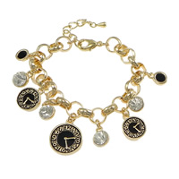 Zinc Alloy Resin Bracelets, with Resin, with 2lnch extender chain, gold color plated, charm bracelet & rolo chain & with rhinestone & blacken, nickel, lead & cadmium free  Approx 6 Inch 