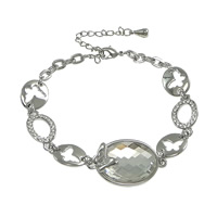 Zinc Alloy Crystal Bracelets, with Crystal, with 2lnch extender chain, platinum color plated, faceted & with rhinestone, nickel, lead & cadmium free   Approx 6.5 Inch 