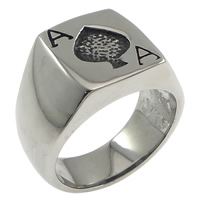 Нержавеющая сталь Человек палец кольцо, нержавеющая сталь, Покер, чернеют, 15mm, размер:12, продается PC