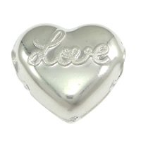 Sterling Silber Vintage Perlen, 925 Sterling Silber, Herz, plattiert, keine, 11.5x10.5x6mm, Bohrung:ca. 3mm, verkauft von PC
