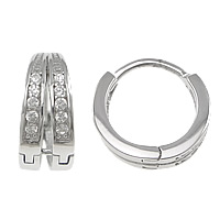 Sterling Silver Huggie Hoop Earring, 925 Sterling Silver, sterling silver earring lever back clip, with cubic zirconia 
