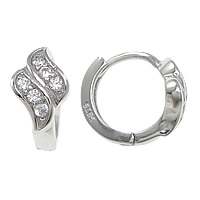 Sterling Silver Cubic Zirconia Earring, 925 Sterling Silver, with Cubic Zirconia, sterling silver post pin, plated 