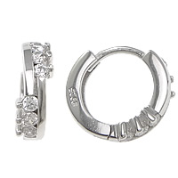 Sterling Silver Huggie Hoop Earring, 925 Sterling Silver, sterling silver hoop earring, with cubic zirconia 