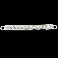 Sterling Silber Spacer Bar, 925 Sterling Silber, Rechteck, plattiert, mit kubischem Zirkonia & 2 strängig, keine, 34x3x2.5mm, verkauft von PC