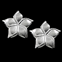 Sterling Silver Flat Beads, 925 Sterling Silver, Flower, plated, 5 petal Approx 