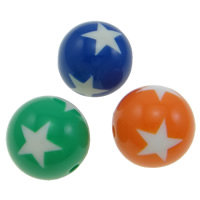 Perles acryliques nature, Acrylique, Rond, avec motif d'étoile & couleur solide, plus de couleurs à choisir, 20mm Environ 1.5mm, Environ Vendu par sac