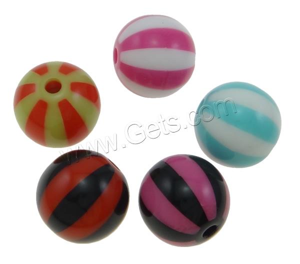 Acrylic Stripe Bead, Round, different size for choice & solid color, more colors for choice, Hole:Approx 1.5mm, Sold By Bag