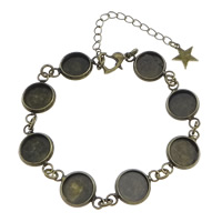 Bracelet en laiton de base , avec 2.3lnch chaînes de rallonge, Plat rond, Plaqué de couleur de bronze antique Diamètre inté Environ 10mm Environ 7 pouce, Vendu par brin
