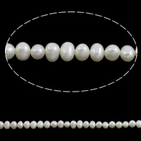Perle comme Pommes de terre perles d'eau douce, perle d'eau douce cultivée, pomme de terre, naturel, blanc, grade A, 5-6mm Environ 0.8mm .5 pouce, Vendu par brin