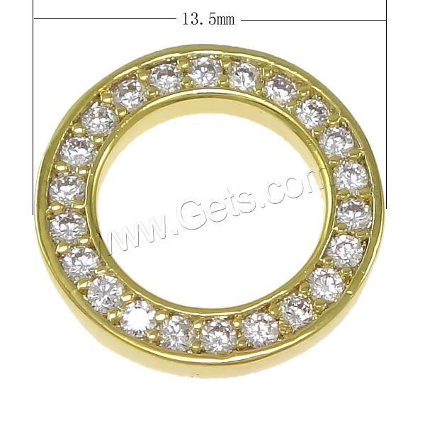 Messing Verknüpfung Ring, Kreisring, plattiert, Micro pave Zirkonia, keine, frei von Nickel, Blei & Kadmium, 13.5x13.5x2mm, Bohrung:ca. 5mm, verkauft von PC