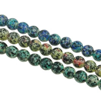 Synthetische Türkis Perlen, rund, Spritzlackierung, keine, 10mm, Bohrung:ca. 1.5mm, Länge:ca. 14 ZollInch, ca. 40PCs/Strang, verkauft von Strang