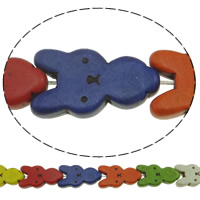 Synthetische Türkis Perlen, Hase, gemischte Farben, 15x28x5mm, Bohrung:ca. 1.5mm, Länge:ca. 14.5 ZollInch, ca. 15PCs/Strang, verkauft von Strang