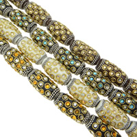 Indonesia Jewelry Beads, with Iron, Tube, with rhinestone cadmium free Approx 4mm 