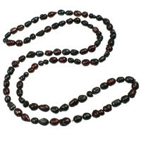 De agua dulce naturales collar de perlas largo, Perlas cultivadas de agua dulce, Arroz, 7-8mm, longitud:aproximado 41.5 Inch, Vendido por Sarta