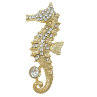 Zinc Alloy Costume Accessories, Seahorse, gold color plated, with rhinestone, nickel, lead & cadmium free 