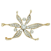 Zinc Alloy Costume Accessories, Flower, gold color plated, with rhinestone, nickel, lead & cadmium free 