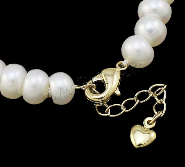 Cultured Freshwater Pearl Bracelets, with Zinc Alloy, brass clasp, with 4cm extender chain, Button, natural, different styles for choice & enamel, more colors for choice, 7-8mm, Length:Approx 7.5 Inch, Sold By Strand