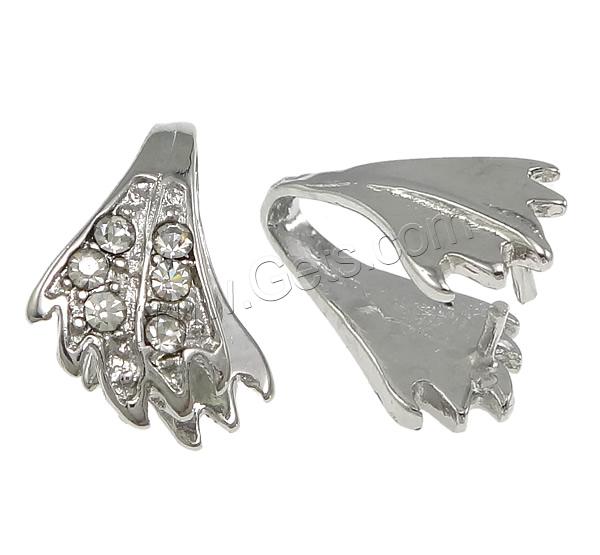 Zinc Alloy Pinch Bail, Leaf, plated, with rhinestone, more colors for choice, nickel, lead & cadmium free, 12x19x2mm, 1mm, Sold By PC
