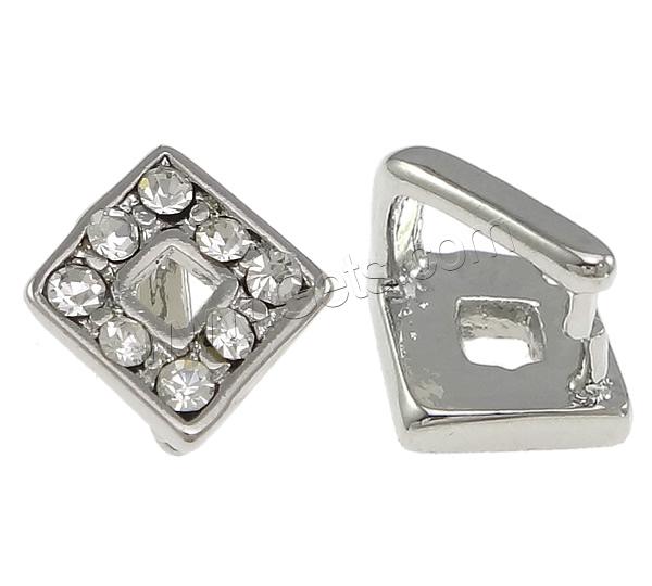 Zinc Alloy Pinch Bail, Rhombus, plated, with rhinestone, more colors for choice, nickel, lead & cadmium free, 10x10x2mm, 1mm, Sold By PC