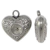 Stainless Steel Pendant Setting, Heart, original color Approx 2mm, Inner Approx 4mm 