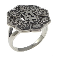 Нержавеющая сталь Человек палец кольцо, нержавеющая сталь, Форма цветка, чернеют размер:10, продается PC