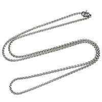 Collar de cadena de acero inoxidable, acero inoxidable 316L, cadena de caja, color original, 2mm, longitud:aproximado 20 Inch, Vendido por Sarta