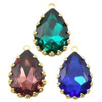 Acrylic Brass Pendants, with Acrylic, Teardrop, gold color plated, faceted nickel, lead & cadmium free Approx 1mm 