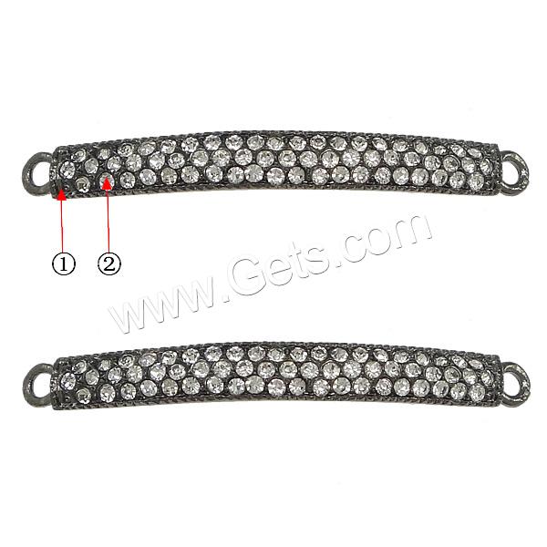 Zinc Alloy Connector Bar, Rectangle, plated, with rhinestone & 1/1 loop, more colors for choice, nickel, lead & cadmium free, 46x5x3mm, Hole:Approx 2mm, Sold By PC