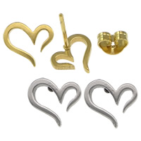 Stainless Steel Stud Earring, Heart, plated 