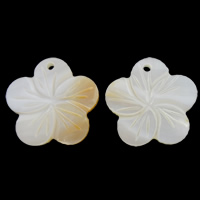 White Shell Pendants, Flower, Carved Approx 2mm 