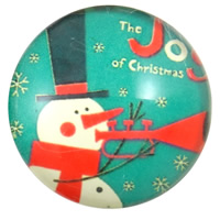 Рождественские смолы кабошон, Стеклянный, Плоская круглая форма, различные модели для выбора & Термоаппликации, Много цветов для выбора продается PC
