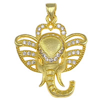 Cubic Zirconia Micro Pave Brass Pendant, Elephant, plated, micro pave 39 pcs cubic zirconia Approx 