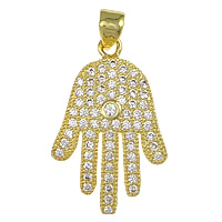 Cubic Zirconia Micro Pave Brass Pendant, Hamsa, plated, Islamic jewelry & micro pave 67 pcs cubic zirconia Approx 