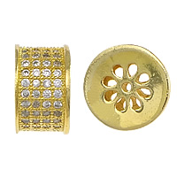 Cubic Zirconia Micro Pave Brass Beads, Flat Round, plated, micro pave 100 pcs cubic zirconia & hollow Approx 1mm 