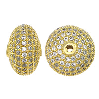 Cubic Zirconia Micro Pave Brass Beads, Rondelle, plated, micro pave 185 pcs cubic zirconia Approx 1.5mm 