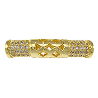 Cubic Zirconia Micro Pave Brass Beads, Tube, plated, micro pave 84 pcs cubic zirconia & hollow Approx 2.5mm 
