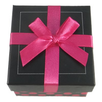 Cardboard Bracelet Box, Paper, with Satin Ribbon, Square, with round spot pattern & two tone 
