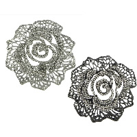 Zinc Alloy Jewelry Cabochons, Flower, plated, with rhinestone lead & cadmium free 