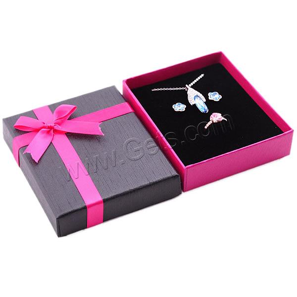 Cardboard Jewelry Set Box, Paper, finger ring & earring & necklace, with Sponge & Satin Ribbon & Velveteen, Rectangle, different size for choice & two tone, Sold By PC