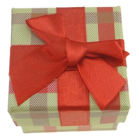 Cardboard Bracelet Box, Paper, with Satin Ribbon, Square, gingham 