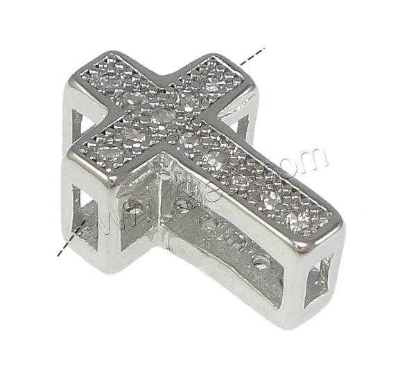 Perles zircon Micro Pave cubes, laiton, croix, Placage, micro pavent 24 pcs zircone cubique, plus de couleurs à choisir, 7.5x11x5mm, Trou:Environ 3x1mm, Vendu par PC