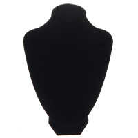 Exhibición de collar de terciopelo, Pana, con Cartón, Busto, Negro, 250x200x100mm, Vendido por UD