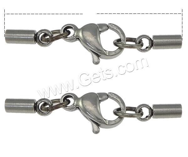 Stainless Steel Lobster Claw Cord Clasp, plated, different size for choice & with end cap, more colors for choice, Sold By PC