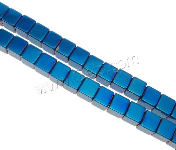 Non Magnetic Hematite Beads, Cube, plated, different size for choice, more colors for choice, Hole:Approx 1mm, Length:Approx 15.5 Inch, Sold By Strand