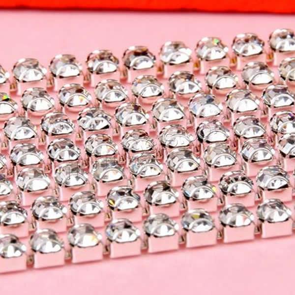 Brass Rhinestone Claw cadena, metal, chapado en color de platina, diverso tamaño para la opción & con diamantes de imitación, claro, libre de níquel, plomo & cadmio, 100patiospatio/Grupo, Vendido por Grupo