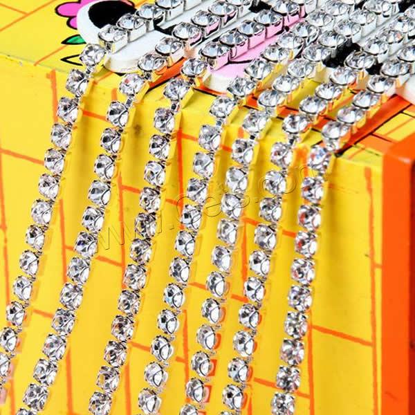 Brass Rhinestone Claw cadena, metal, chapado en color de platina, diverso tamaño para la opción & con diamantes de imitación, claro, libre de níquel, plomo & cadmio, 100patiospatio/Grupo, Vendido por Grupo