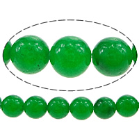 Malaysia Jade Perle, rund, Weitere Größen für Wahl, Bohrung:ca. 1mm, Länge:ca. 15 ZollInch, verkauft von Strang