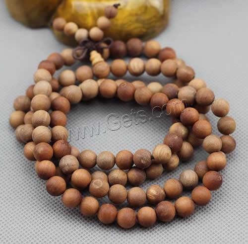 108 Mala Beads, Sandalwood, with nylon elastic cord, Round, different length for choice & Buddhist jewelry & different size for choice, 10Strands/Lot, Sold By Lot