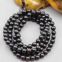 108 Mala Beads, Black Sandalwood, with nylon elastic cord, Round & Buddhist jewelry 
